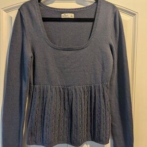 Hollister Square Neck Stormy Blue Babydoll Sweater Top